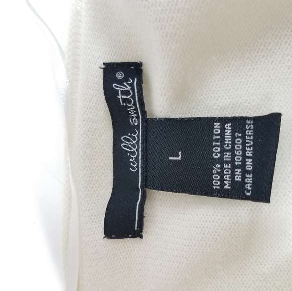 Willi Smith Off White Sheer Striped Open Cardigan - Picture 7 of 10